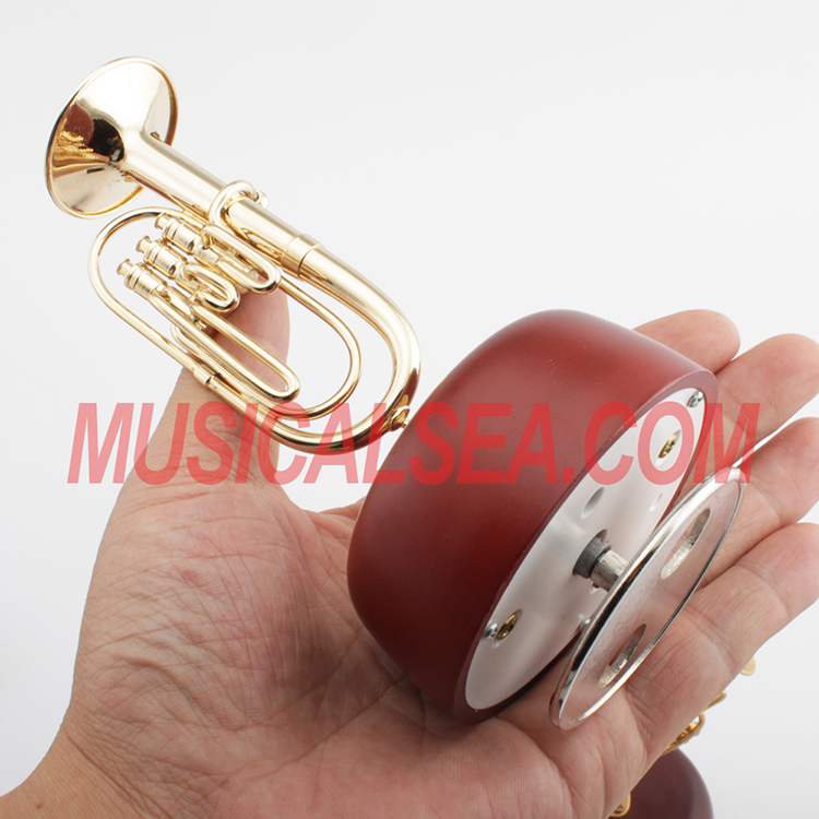 Miniature metallic euphonium model rotating m